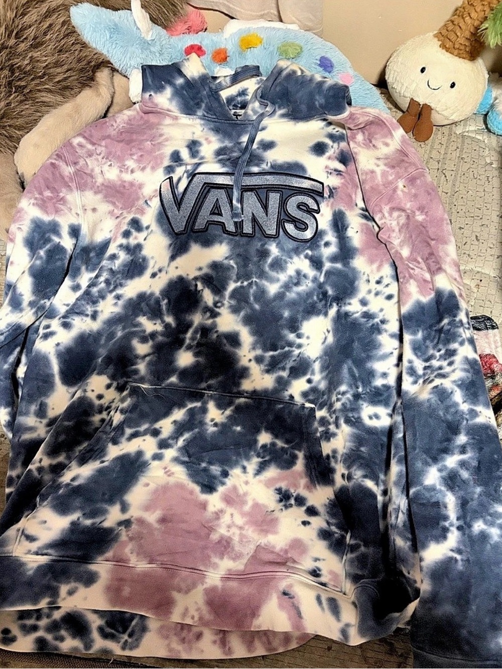 Vans Tie-Dye Logo Hoodie in Blue & Pink